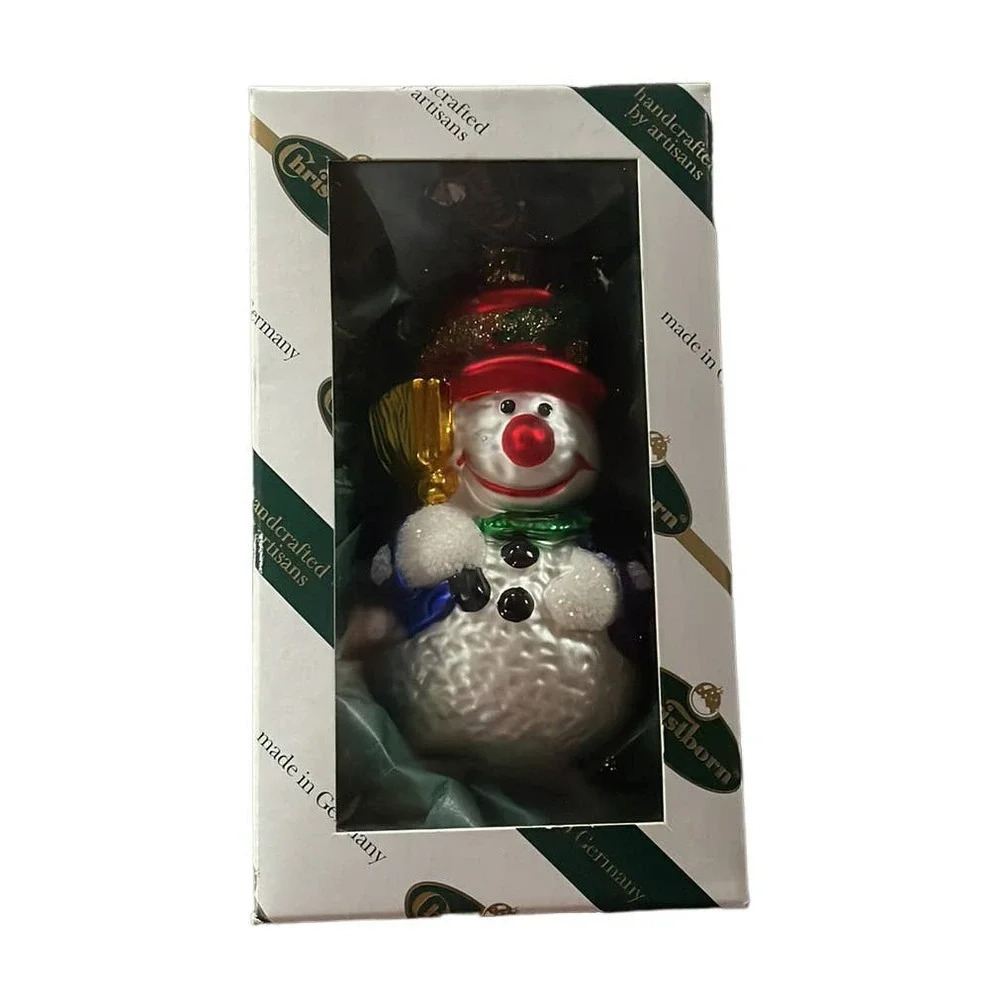 Vintage Christnorn Made in Germany Snowman‎ Ornament in Original Box